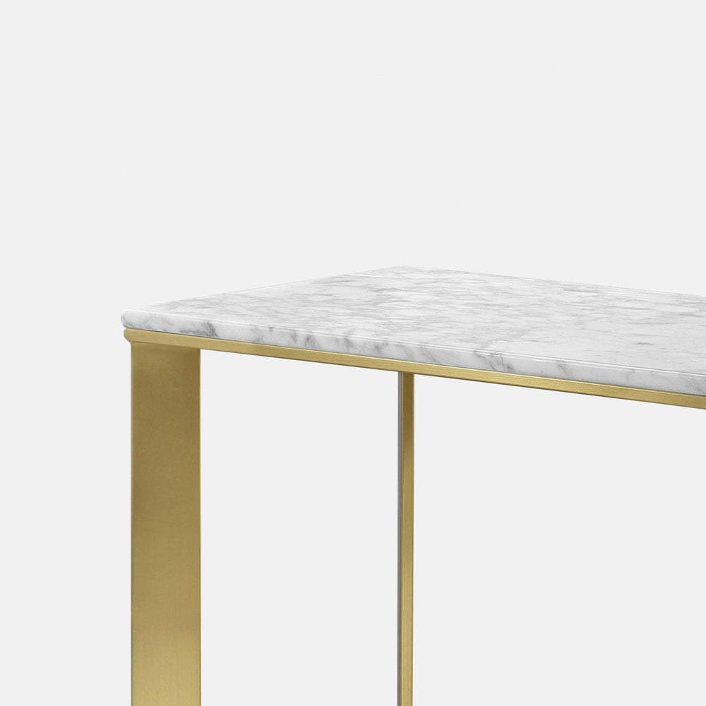 Carrara Marble Farmind Side Table - Rectangle with Brass Frame-France & Son-FV8619WHTGLD-Side Tables-2-France and Son