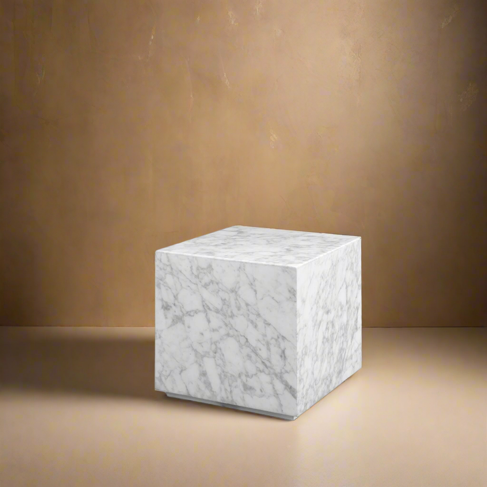 Faux marble deals cube side table