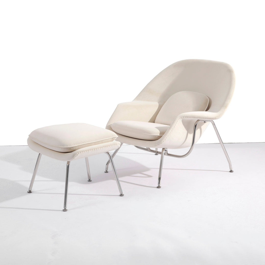 Womb Chair and Ottoman-France & Son-FYC0781IVORY-Lounge ChairsIvory-3-France and Son