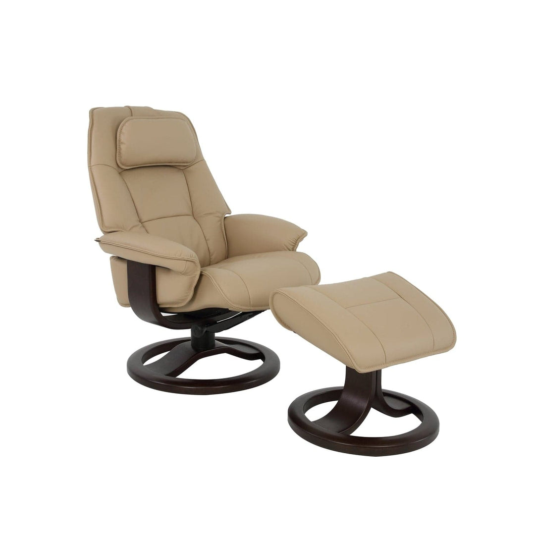 Admiral R Small Chair With Footstool Soft Parts-Fjords-FJORDS-360UPI-229-Lounge ChairsSoft Line Leather SL 229 Latte-6-France and Son