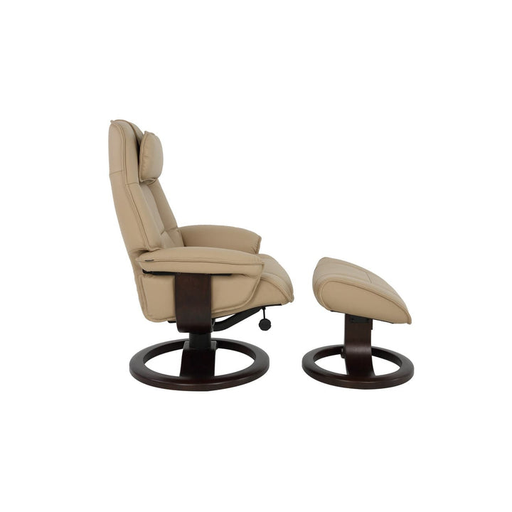 Admiral R Small Chair With Footstool Soft Parts-Fjords-FJORDS-360UPI-201-Lounge ChairsSoft Line Leather SL 201 Black-5-France and Son