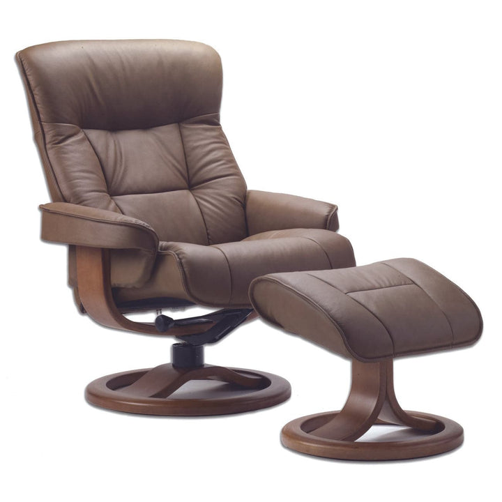 Bergen Large Recliner Lounge Chair With Footstool-Fjords-FJORDS-909UPI-002-Lounge ChairsNordic Leather Cappuccino 128-4-France and Son
