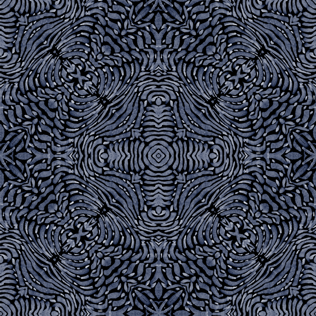 Flora Spiral Wallpaper-Mitchell Black-MITCHB-WCAB447-PM-10-Wall DecorPatterns Blue-Premium Matte Paper-3-France and Son