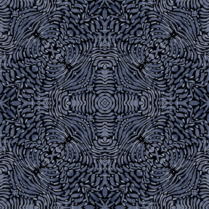 Flora Spiral Wallpaper-Mitchell Black-MITCHB-WCAB447-PM-10-Wall DecorPatterns Blue-Premium Matte Paper-3-France and Son