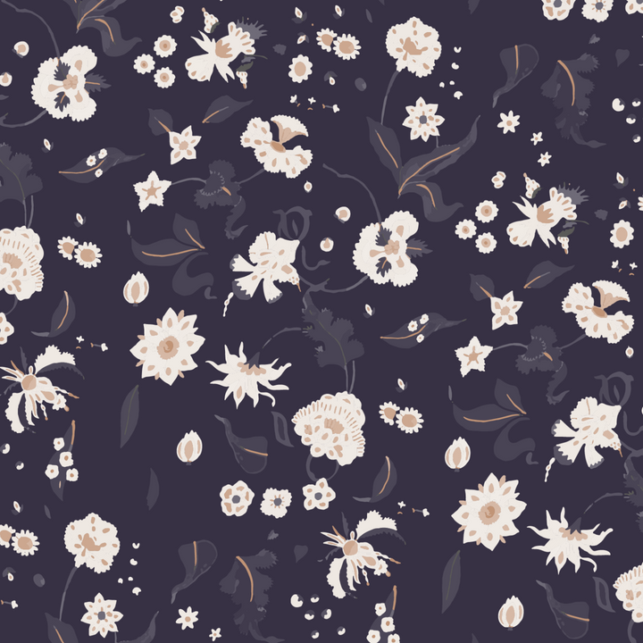 Floral Bliss Wallpaper-Mitchell Black-MITCHB-WC377-1-PM-10-Wall DecorPatterns Currant-Premium Matte Paper-1-France and Son
