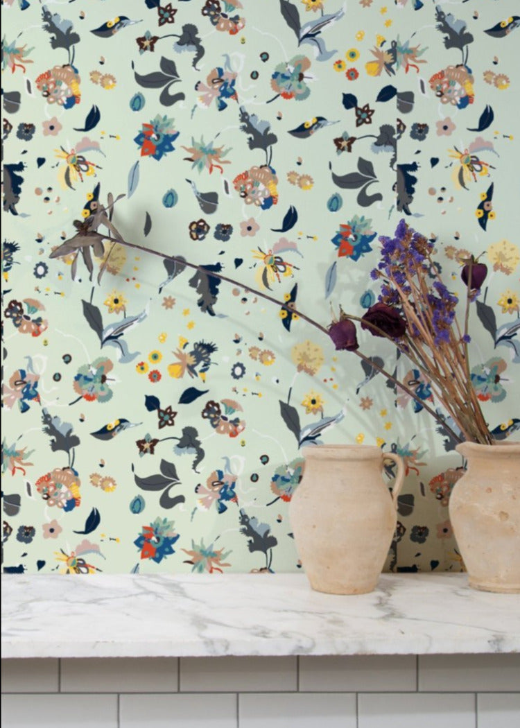 Floral Bliss Wallpaper-Mitchell Black-MITCHB-WC377-1-PM-10-Wall DecorPatterns Currant-Premium Matte Paper-3-France and Son