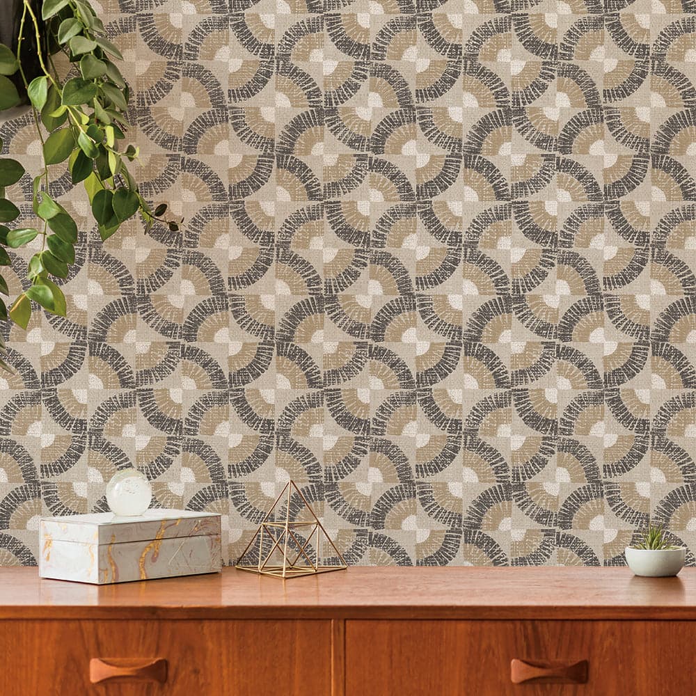 Faux Grasscloth Fans Peel And Stick Wallpaper-Tempaper & Co.-Tempaper-GF649-Wall PaperNeutral Bronze-5-France and Son