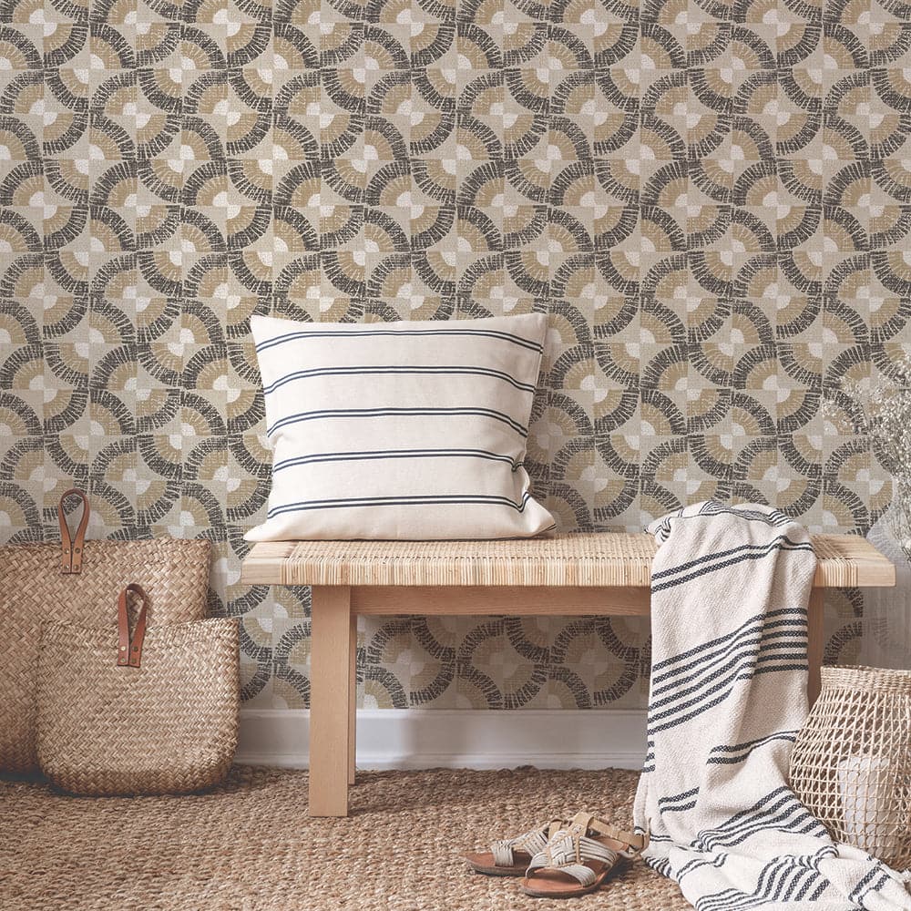 Faux Grasscloth Fans Peel And Stick Wallpaper-Tempaper & Co.-Tempaper-GF649-Wall PaperNeutral Bronze-6-France and Son