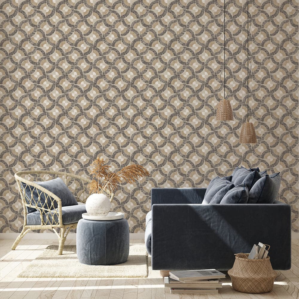 Faux Grasscloth Fans Peel And Stick Wallpaper-Tempaper & Co.-Tempaper-GF649-Wall PaperNeutral Bronze-7-France and Son