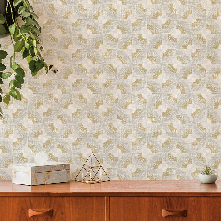 Faux Grasscloth Fans Peel And Stick Wallpaper-Tempaper & Co.-Tempaper-GF649-Wall PaperNeutral Bronze-12-France and Son