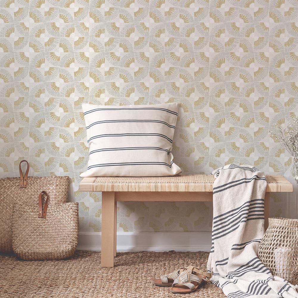 Faux Grasscloth Fans Peel And Stick Wallpaper-Tempaper & Co.-Tempaper-GF649-Wall PaperNeutral Bronze-10-France and Son