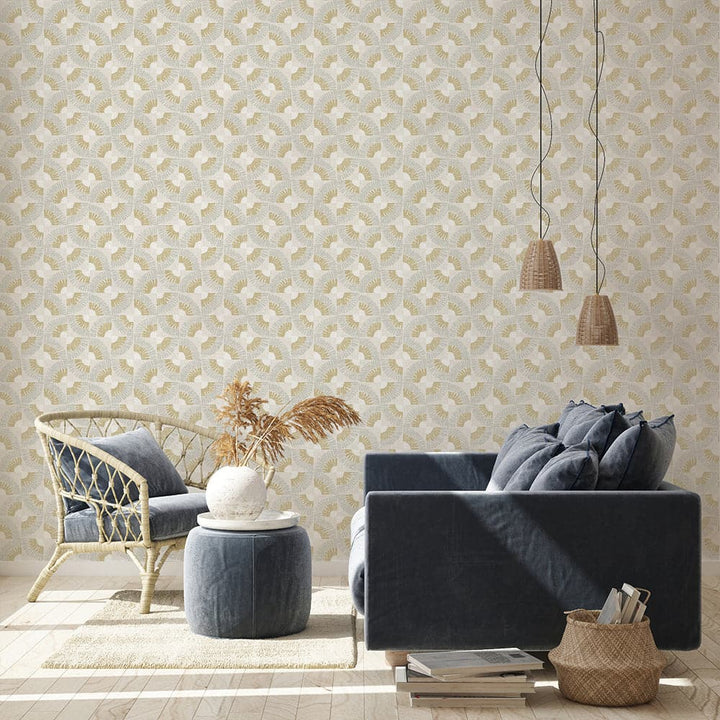 Faux Grasscloth Fans Peel And Stick Wallpaper-Tempaper & Co.-Tempaper-GF649-Wall PaperNeutral Bronze-14-France and Son