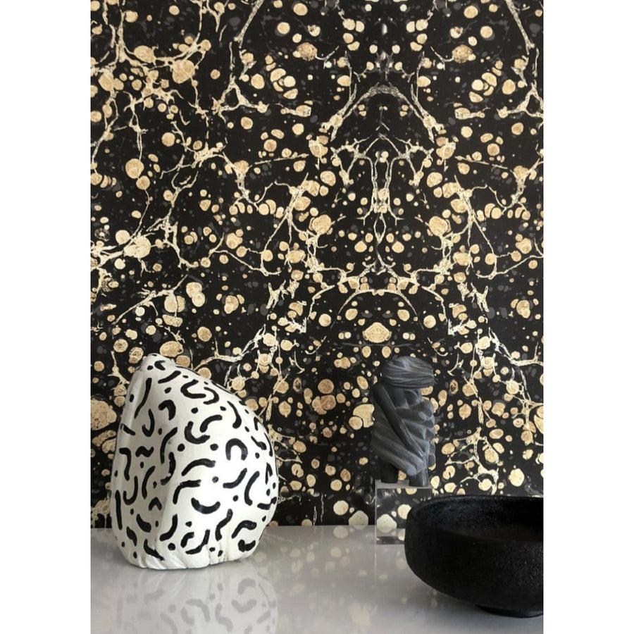 Golden Splatter Wallpaper-Mitchell Black-MITCHB-WCAB455-PM-10-Wall DecorPatterns Golden Splatter-Premium Matte Paper-2-France and Son