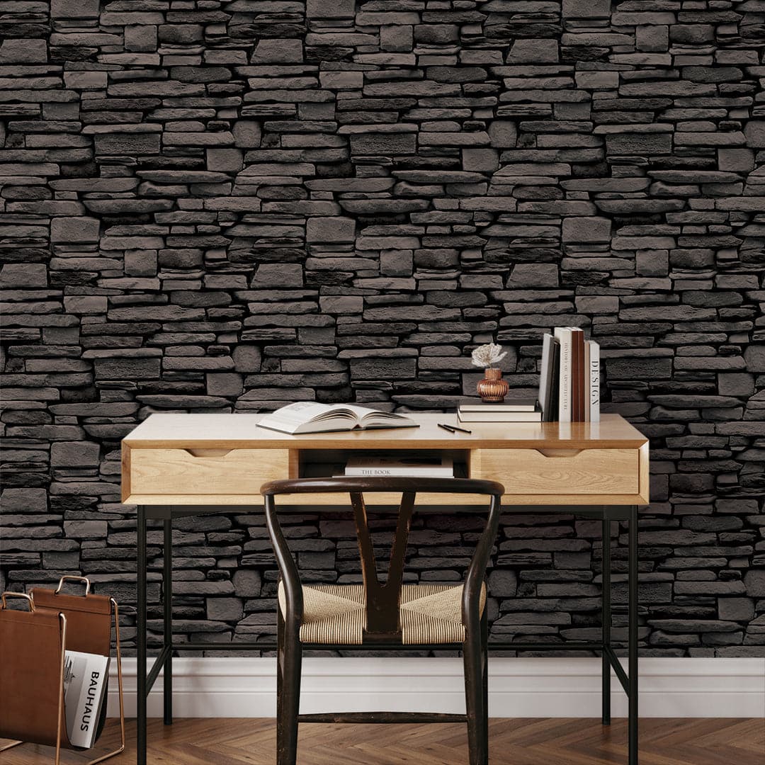 Grey Stone Peel And Stick Wallpaper-Tempaper & Co.-Tempaper-HD15017-Wall Paper-5-France and Son