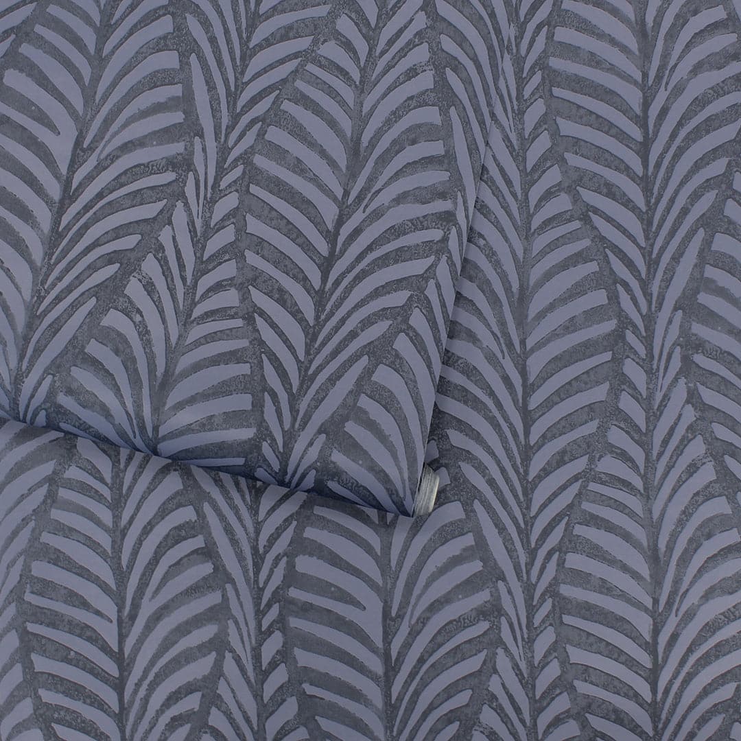 Block Print Leaves Peel And Stick Wallpaper-Tempaper & Co.-Tempaper-HD15020-Wall PaperIndigo-3-France and Son