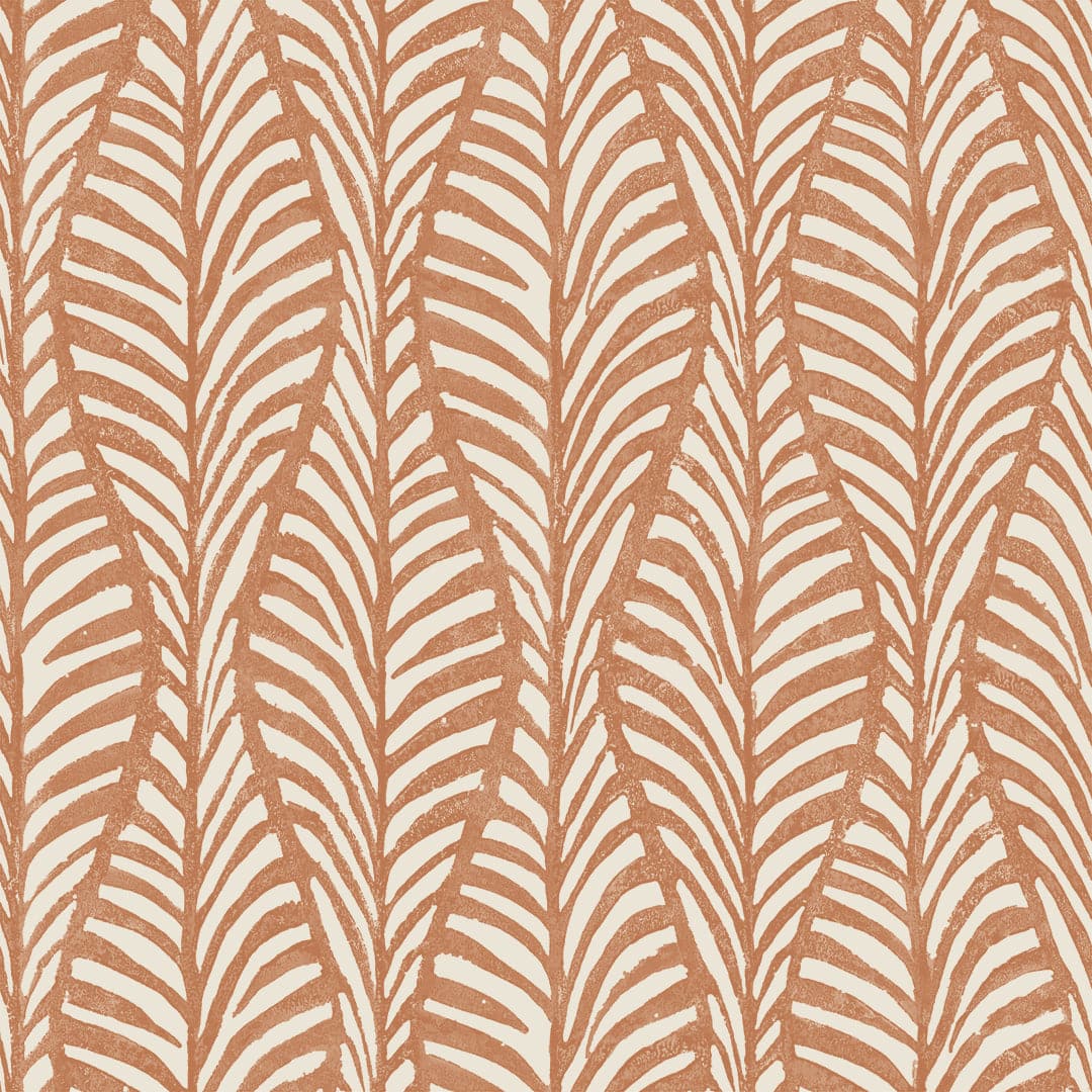 Block Print Leaves Peel And Stick Wallpaper-Tempaper & Co.-Tempaper-HD15022-Wall PaperTerracotta-7-France and Son