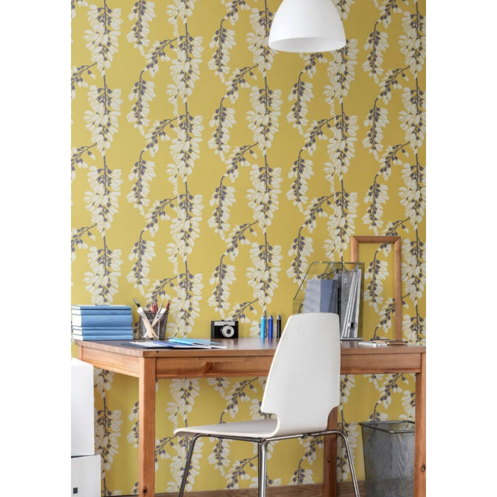 Heart Breaker Wallpaper-Mitchell Black-MITCHB-WC379-4-PM-10-Wall DecorPatterns Dusty Yellow-Premium Matte Paper-2-France and Son
