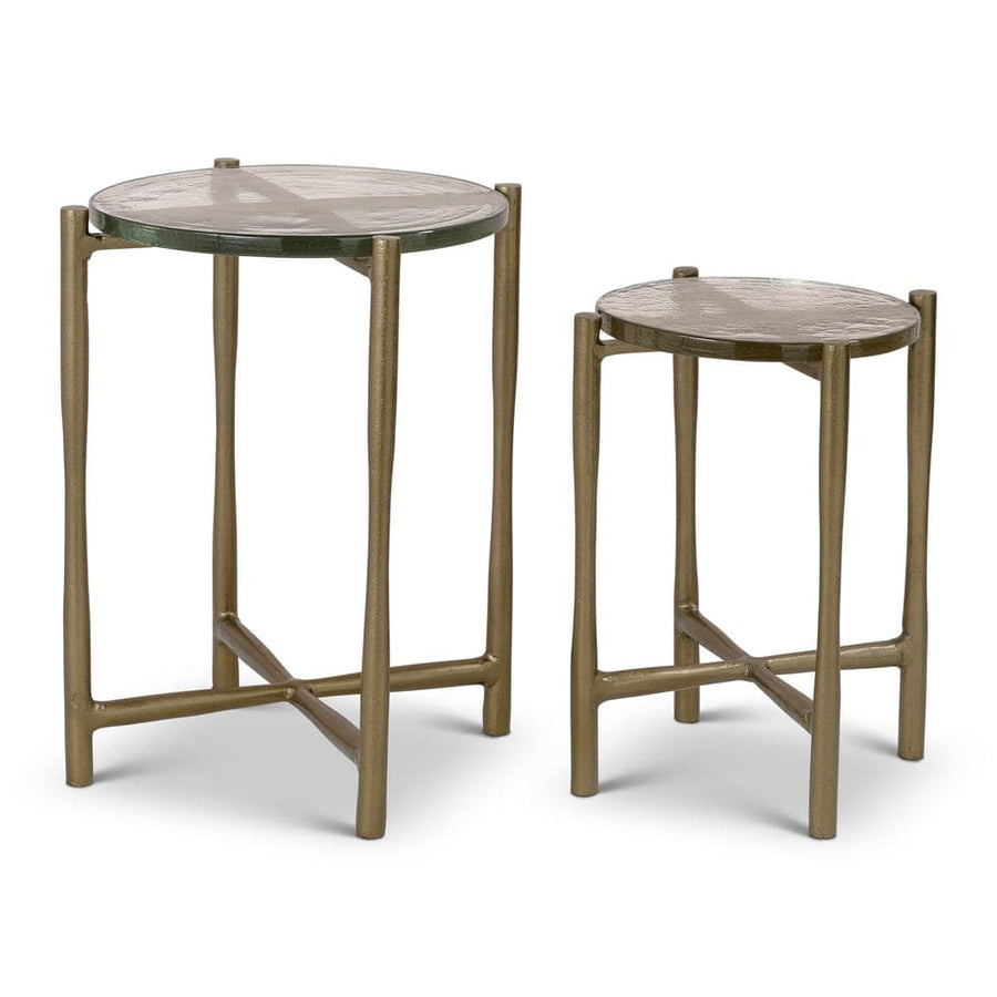 Shyla End Table (set of 2)-Urbia-URBIA-IJ-SHYLA-ET-16AB19AB-Side TablesShort Antique Brass - Tall Antique Brass-1-France and Son