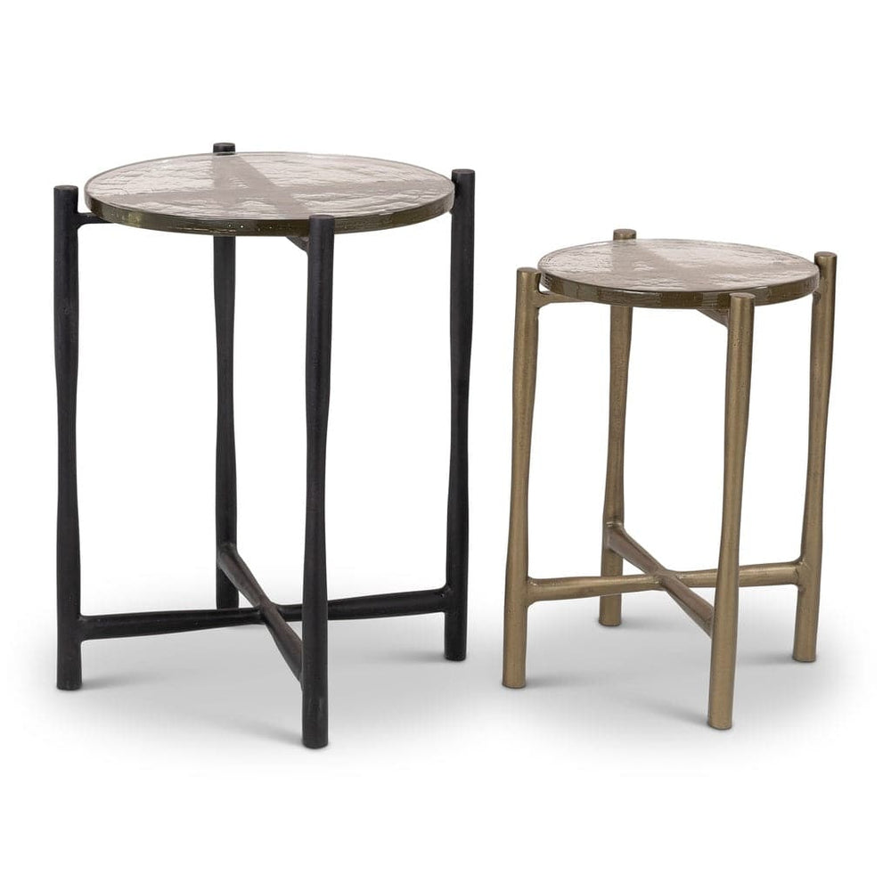 Shyla End Table (set of 2)-Urbia-URBIA-IJ-SHYLA-ET-16AB19RB-Side TablesShort Antique Brass - Tall Raw Bronze-2-France and Son