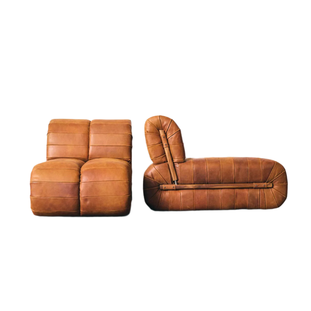 Percival Armless Lounge Chair - Brown Leather – France & Son