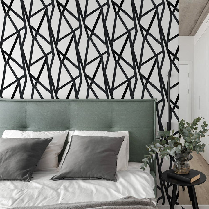 Intersections Peel And Stick Wallpaper By Genevieve Gorder-Tempaper & Co.-Tempaper-IN14024-DecorBlack on Black-15-France and Son