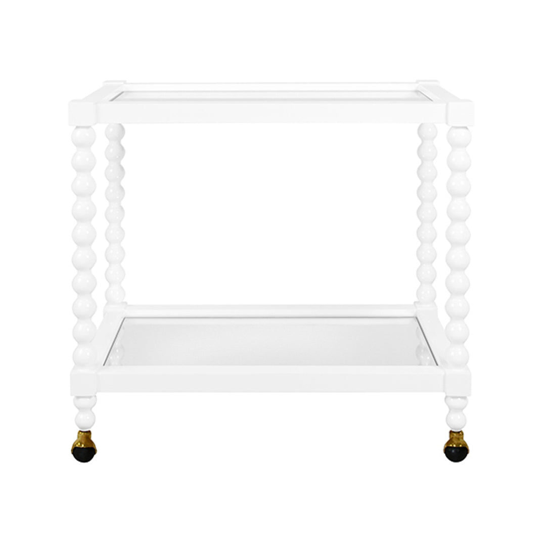 Isadore Bar Cart-Worlds Away-WORLD-ISADORE WH-Bar StorageShiny White Lacquer Finish-7-France and Son