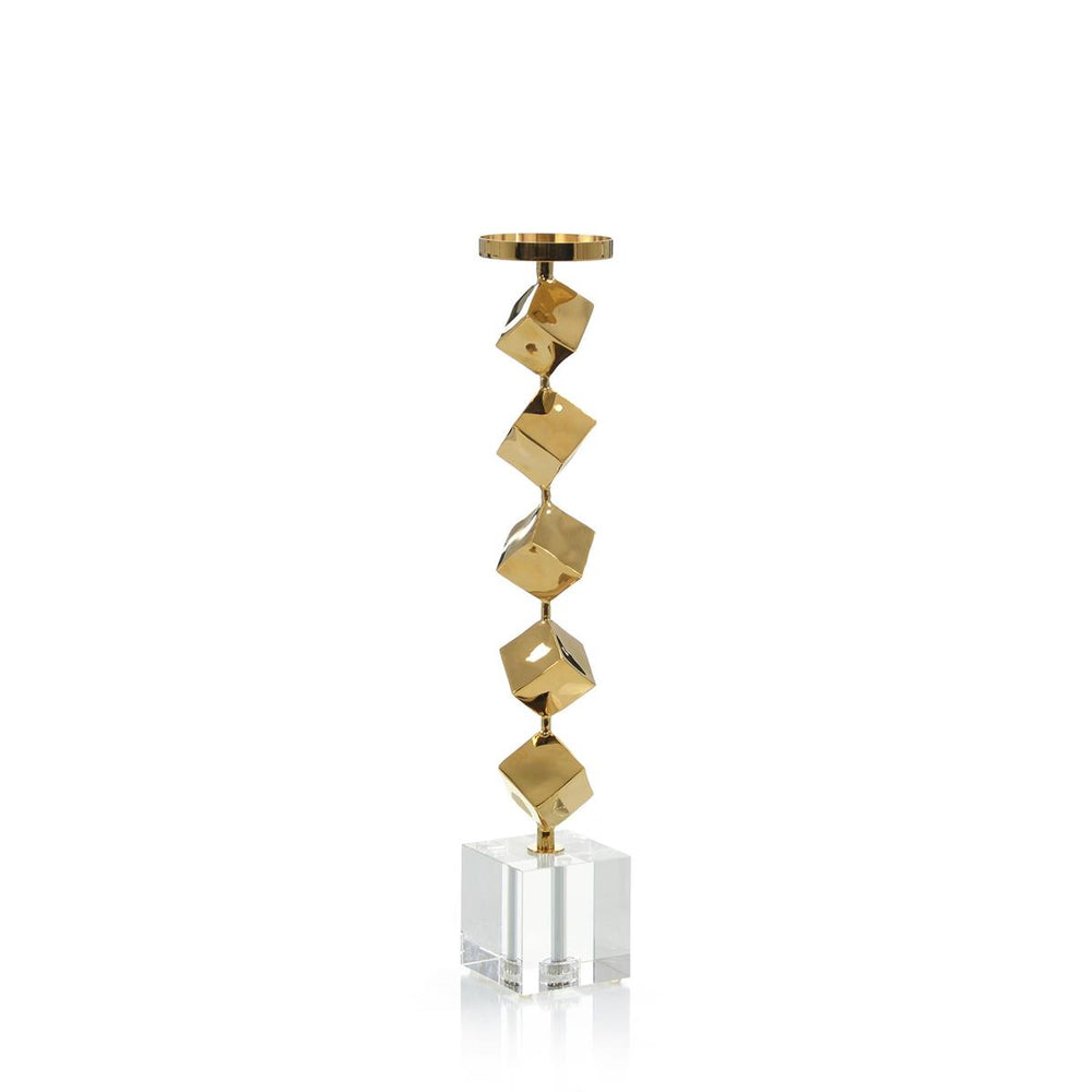 Mirror Brass Cubed Candleholder-John Richard-JR-JRA-13355-Candle HoldersMedium-2-France and Son