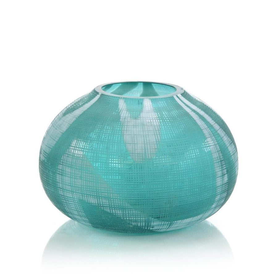Aqua Green Etched Glass Vase-John Richard-JR-JRA-13382-VasesII-1-France and Son