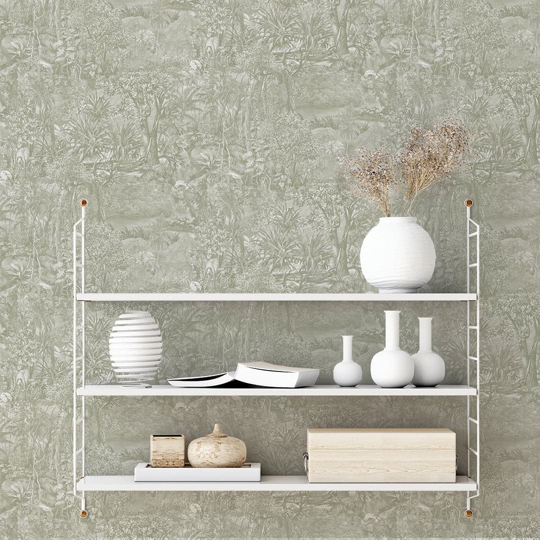 Jungle Toile Peel And Stick Wallpaper-Tempaper & Co.-Tempaper-JT5246-Wall PaperCountryside Grey-5-France and Son