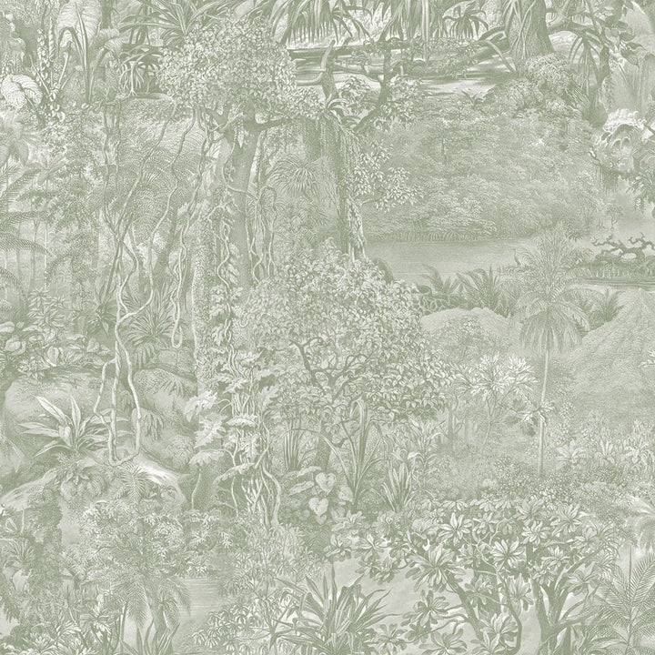 Jungle Toile Peel And Stick Wallpaper-Tempaper & Co.-Tempaper-JT5247-Wall PaperMoss Green-4-France and Son