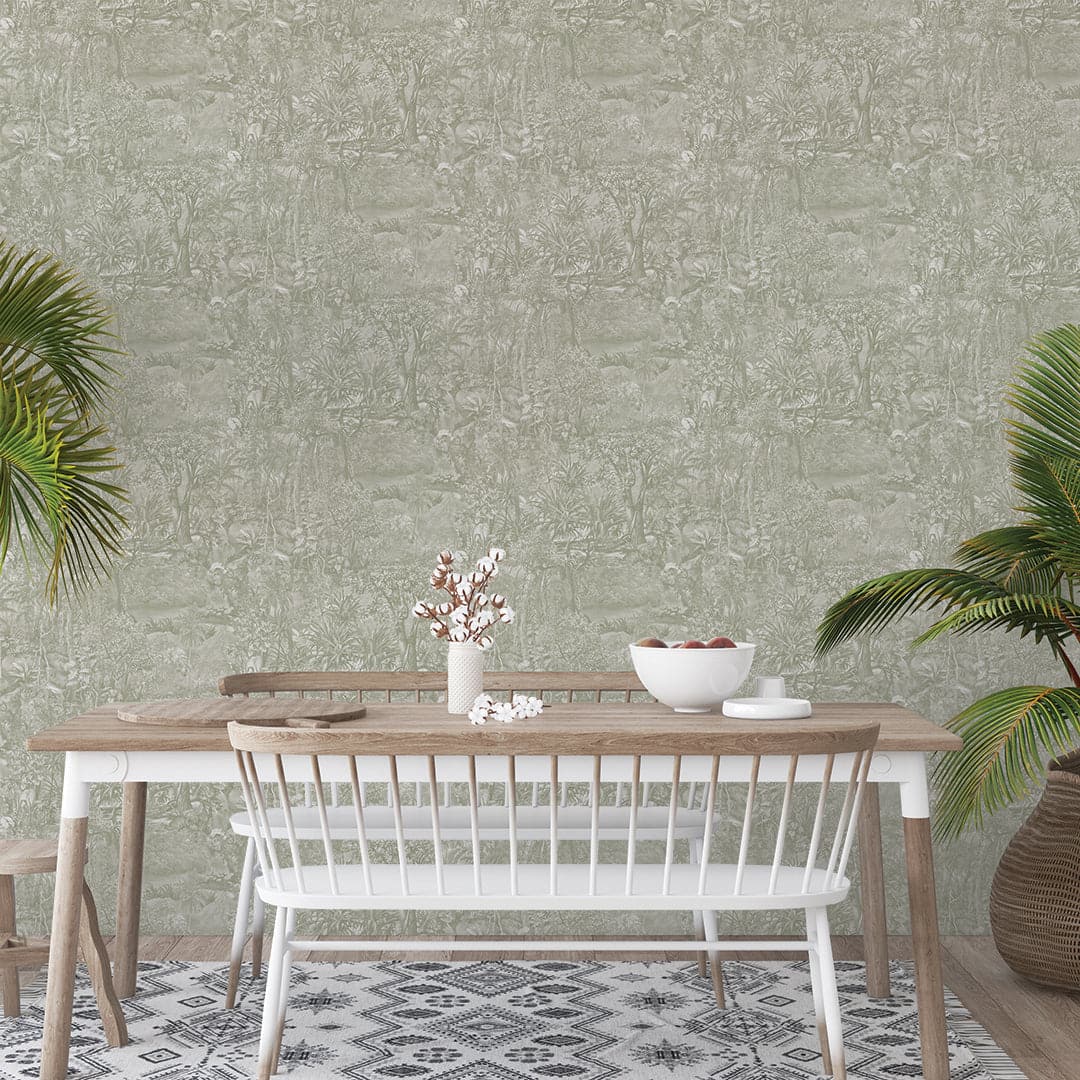 Jungle Toile Peel And Stick Wallpaper-Tempaper & Co.-Tempaper-JT5246-Wall PaperCountryside Grey-8-France and Son