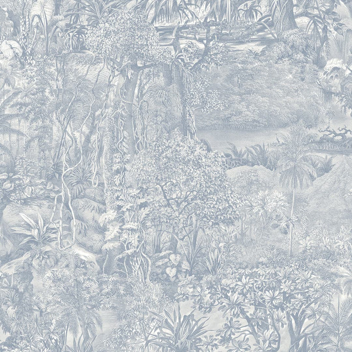 Jungle Toile Peel And Stick Wallpaper-Tempaper & Co.-Tempaper-JT5248-Wall PaperCornflower Blue-7-France and Son