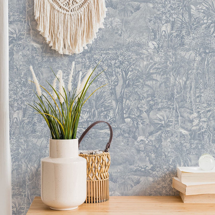 Jungle Toile Peel And Stick Wallpaper-Tempaper & Co.-Tempaper-JT5246-Wall PaperCountryside Grey-16-France and Son