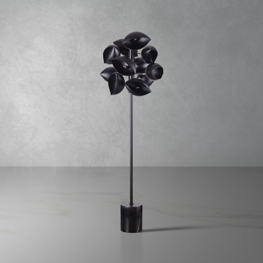 Shell Cluster Floor Lamp with Nero Marquina Marble Base-France & Son-LBF099BLK-Floor Lamps-1-France and Son