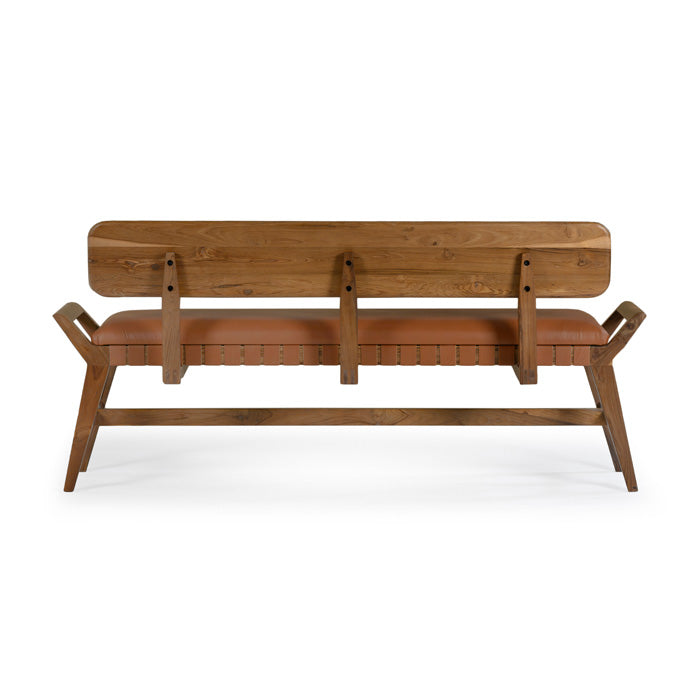 Stevens Wood and Leather Bench-Union Home Furniture-UNION-LVR00121-Benches-7-France and Son