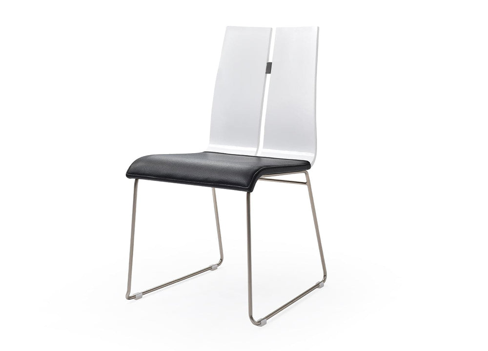 Lauren Dining Chair-Whiteline Modern Living-WHITELINE-DC1191-WHT-BLK-Dining ChairsWhite and Black-2-France and Son