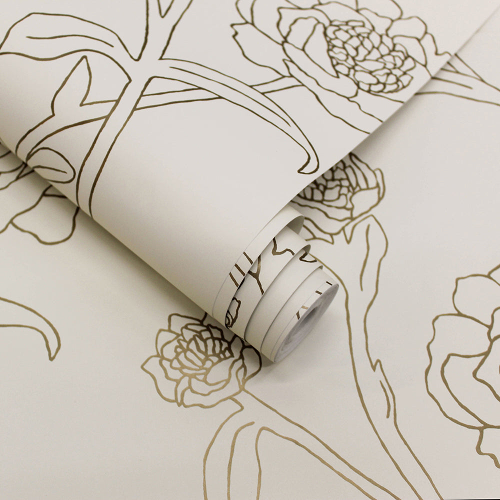 Peonies Peel And Stick Wallpaper-Tempaper & Co.-Tempaper-PE5250-Wall PaperBlack & White-12-France and Son