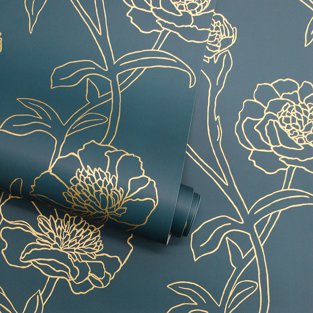 Peonies Peel And Stick Wallpaper-Tempaper & Co.-Tempaper-PE5250-Wall PaperBlack & White-24-France and Son