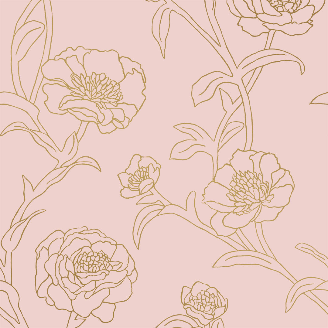 Peonies Peel And Stick Wallpaper-Tempaper & Co.-Tempaper-PE15125-Wall PaperRose Gold-29-France and Son