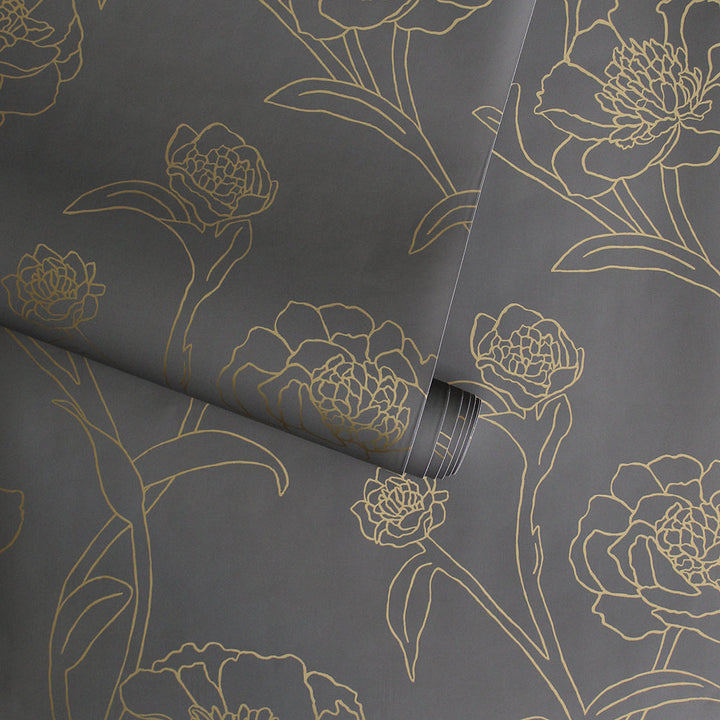 Peonies Peel And Stick Wallpaper-Tempaper & Co.-Tempaper-PE5250-Wall PaperBlack & White-18-France and Son