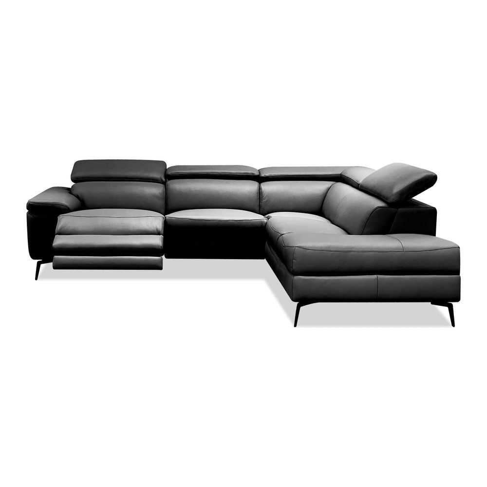 Camello Rsf Chaise Sectional Black Full Top Grain Semi Analine Leather Camello Rsf Chaise Sectional Black Full Top Grain Semi Analine Leather