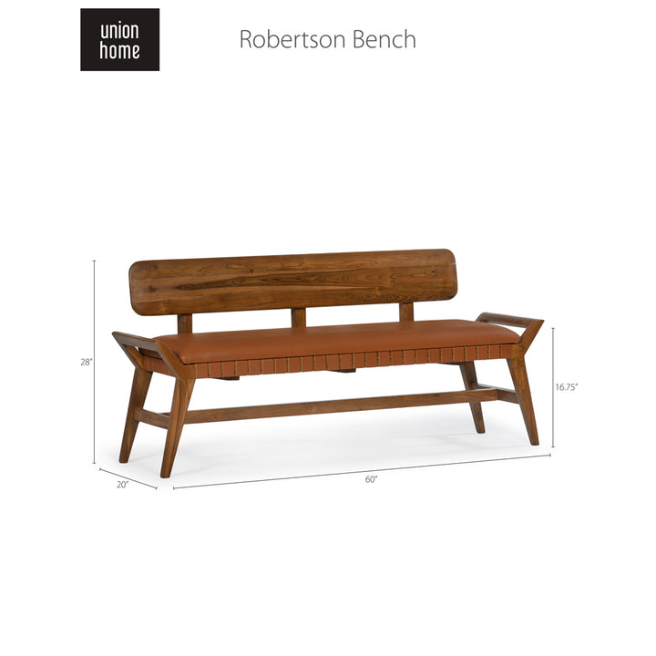 Stevens Wood and Leather Bench-Union Home Furniture-UNION-LVR00121-Benches-8-France and Son