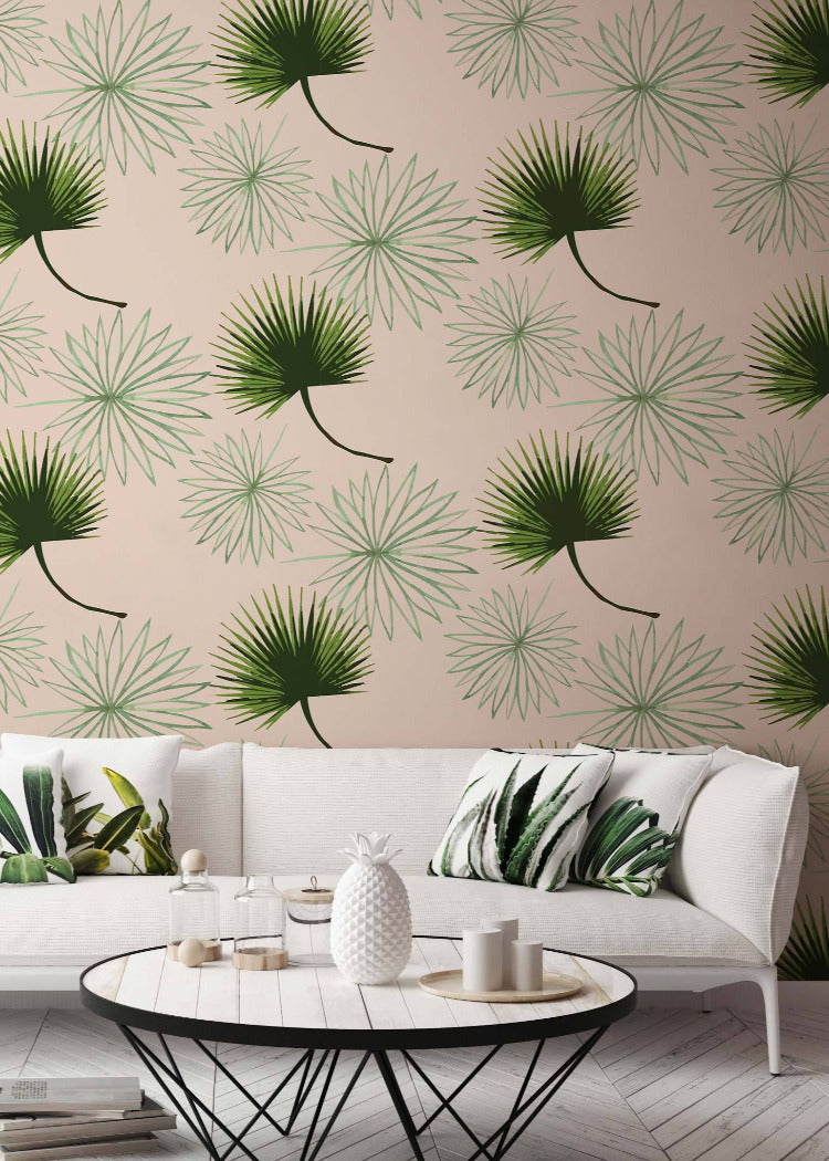 Cabbage Palm Wallpaper-Mitchell Black-MITCHB-WC-BB-CP-B-PM-10-Wall DecorPatterns Black-Premium Matte Paper-4-France and Son