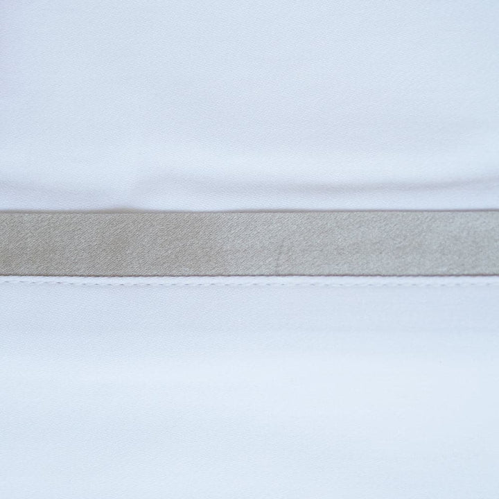 Pillowcases With Silk Trim-Ann Gish-ANNGISH-PCCSKTR-WHI-SIL-BeddingWhite Silver-King-5-France and Son