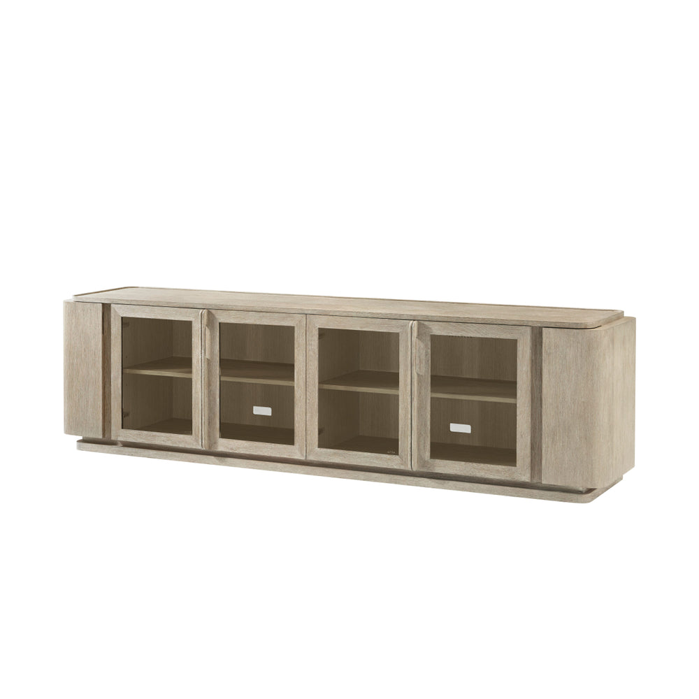 Repose Wooden Media Console-Theodore Alexander-THEO-TA62015.C322-Media Storage / TV Stands100"W-Grey Oak Finish-2-France and Son