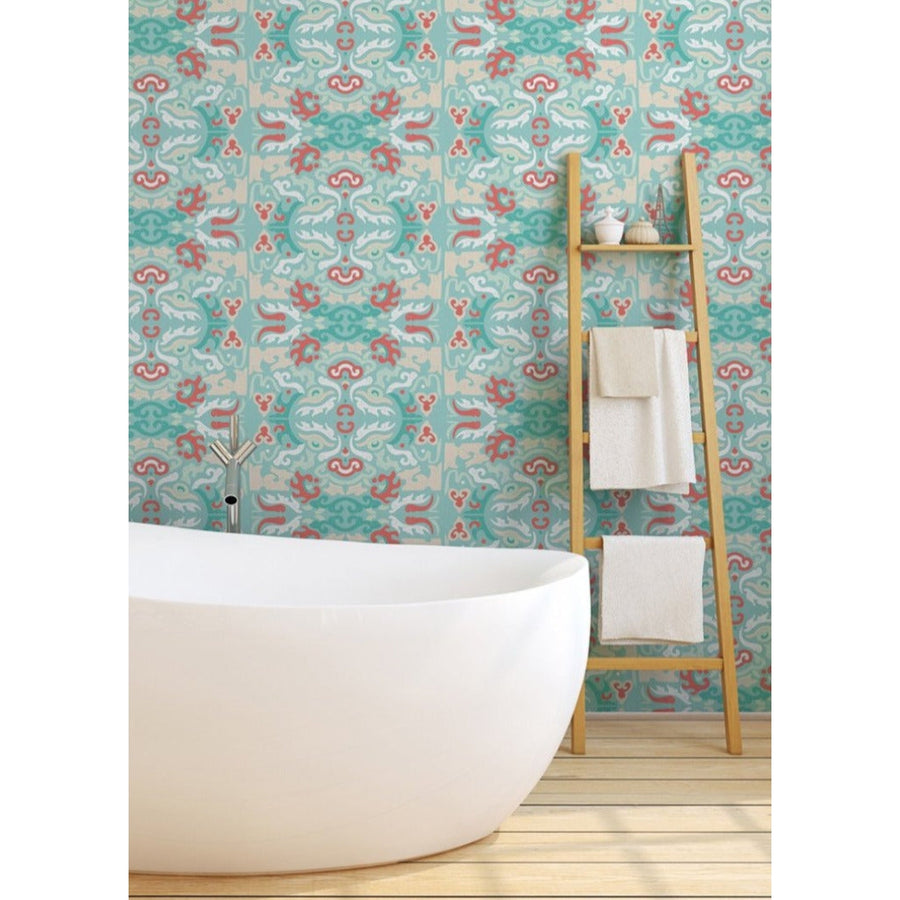 Foo You Looking At Wallpaper-Mitchell Black-MITCHB-WCJT2-CR-PM-10-Wall DecorPatterns Coral Reef-Premium Matte Paper-2-France and Son