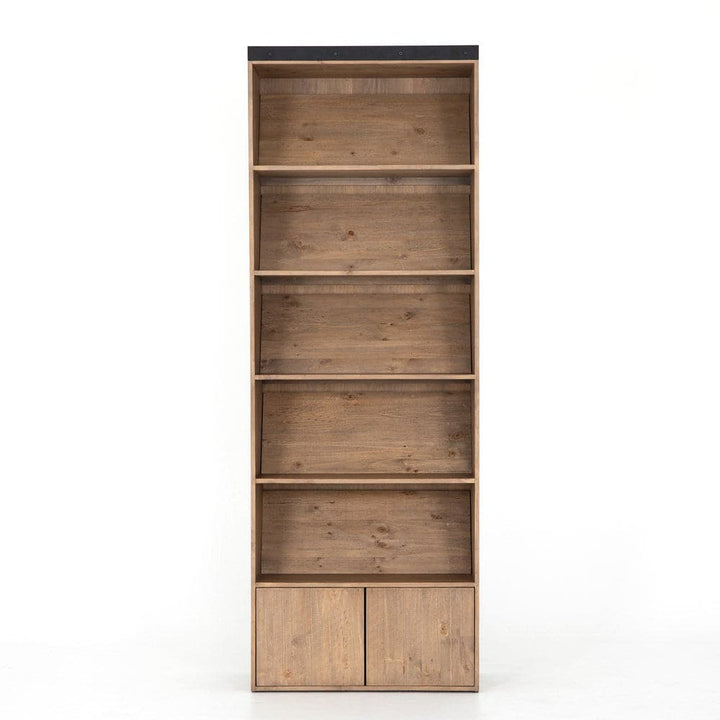 Bane Bookshelf-Four Hands-FH-223550-001-Bookcases & CabinetsSmoked Pine-With Ladder-6-France and Son