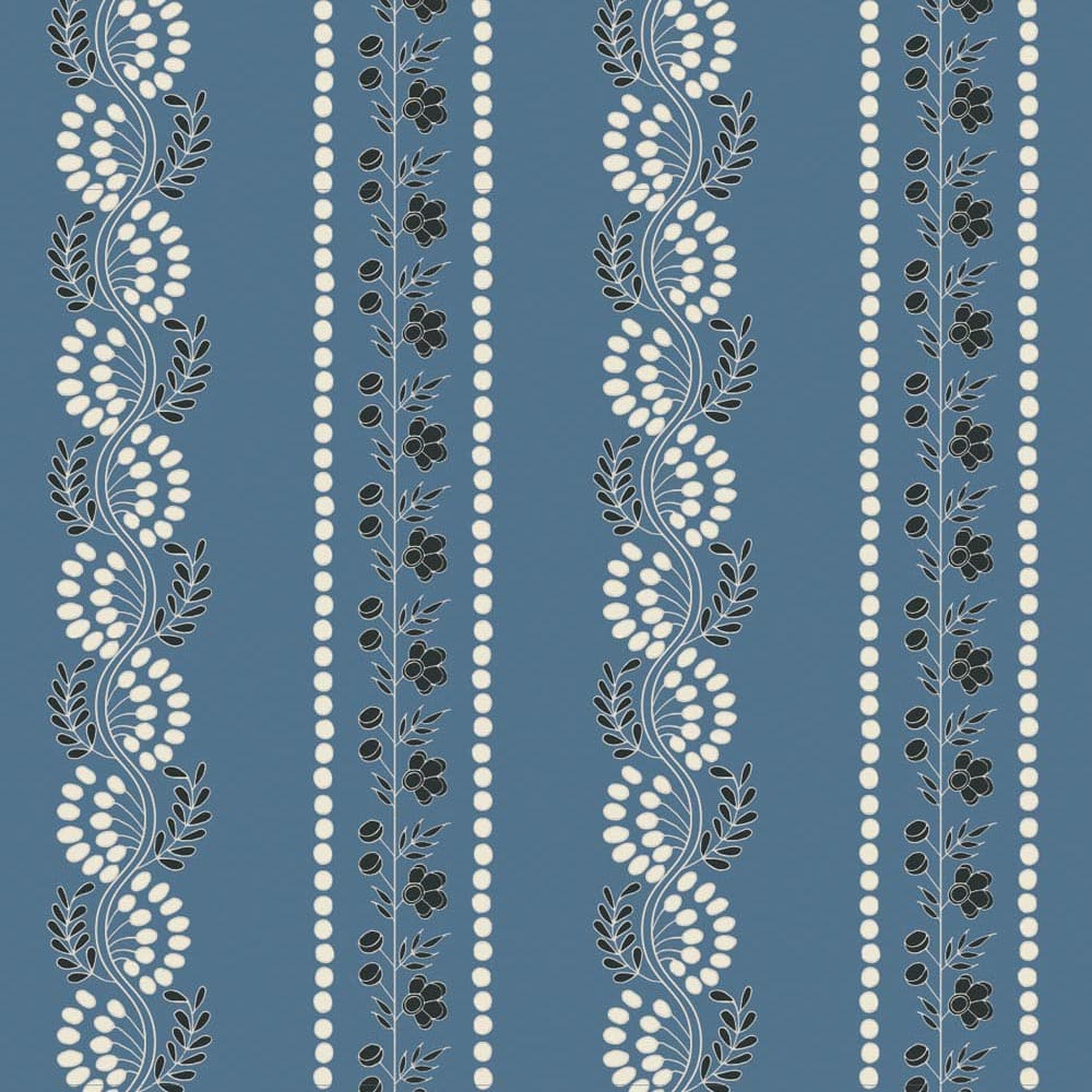 Botanic Stripe Wallpaper-Mitchell Black-MITCHB-WC412-BS-PM-10-Wall DecorPatterns Blue Salt-Premium Matte Paper-7-France and Son