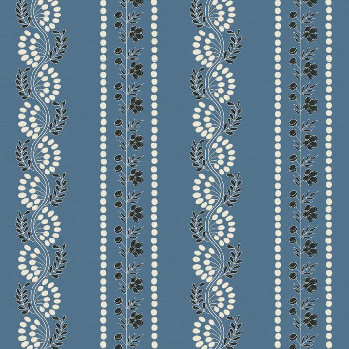 Botanic Stripe Wallpaper-Mitchell Black-MITCHB-WC412-BS-PM-10-Wall DecorPatterns Blue Salt-Premium Matte Paper-7-France and Son