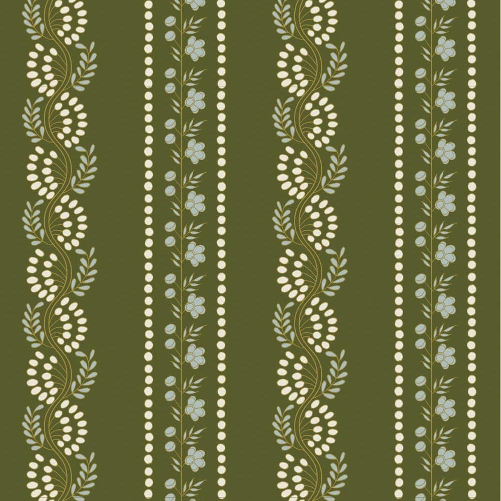 Botanic Stripe Wallpaper-Mitchell Black-MITCHB-WC412-OL-PM-10-Wall DecorPatterns Olive-Premium Matte Paper-8-France and Son